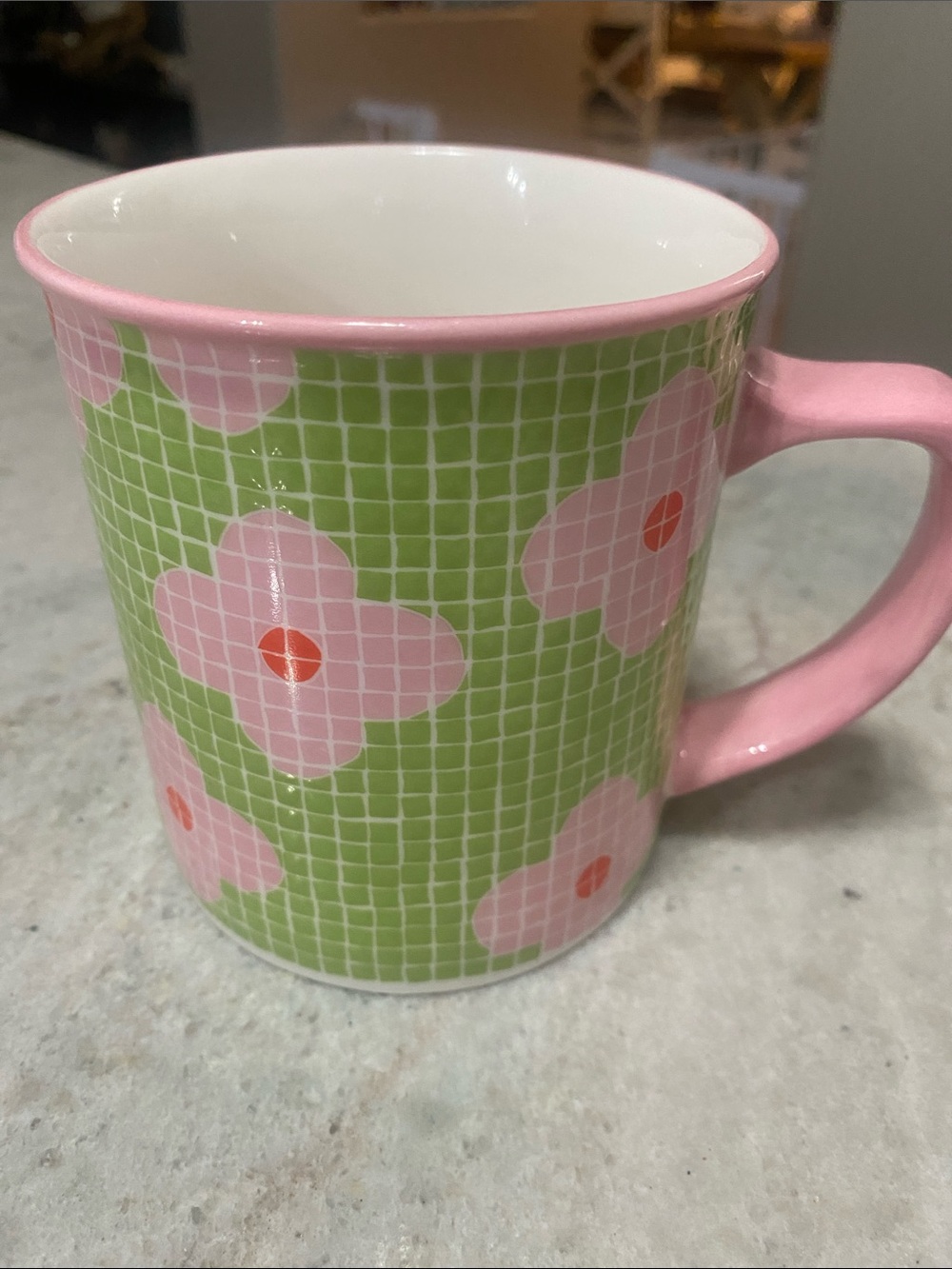 Starbucks 2004 Barista Pink & Green Floral Ceramic Mug